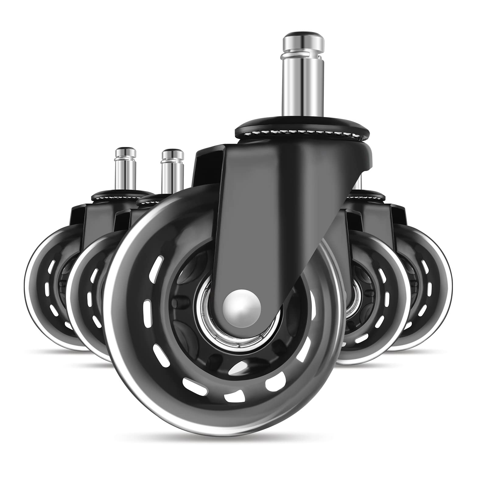 Rollerblade Caster Office Chair Wheels Replacement for Hardwood Floors, Heavy Duty Desk Chair Casters Gaming Chair Wheels,10mm Only for IKEA Chair Rollerblade Casters 2.5 inch Set of 5