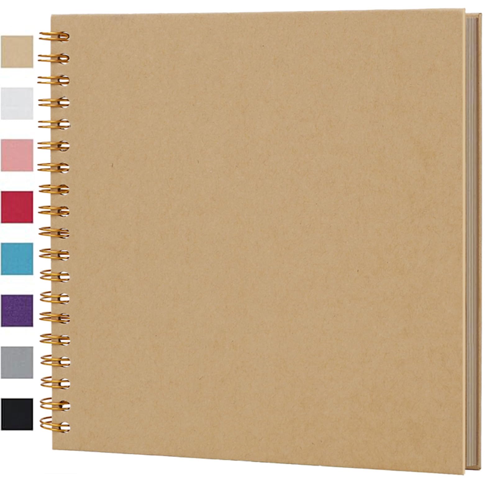 Finksy 10 x 10 Inch DIY Scrapbook Photo Album Brown 40 Pages Hardcover Kraft Blank Memory Book for Wedding and Anniversary Family