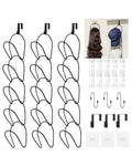 LINFIDITE 15 Pack Hat Rack Hanger Organizer Closet Hanging Baseball Cap Display Storage Rack Over Door Wall Mounted for Scarves Handbags Towels Clothes Ties w Hanging Hook Black