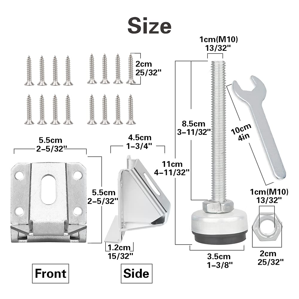 Tahikem 4 Pack Heavy Duty Leveling Feet, Furniture Leg Adjustable Load Levelers Foot, Leveling Height for Workbench Cabinet Pool Table Bench Machine Cabinet Refrigerator Feet (4000 lbs Load Capacity)