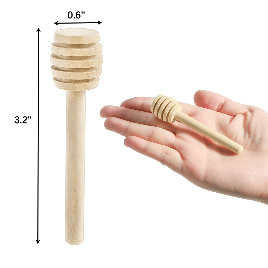 Lawei 100 Pack Mini Wooden Honey Dipper Sticks - 3 Inch Honey Dippers Server for Honey Dispense Drizzle Honey and Wedding Party Favors