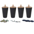 WEICHUAN Black Round Solid Wood Replacement Legs for Sofa, Couch, Chair, Ottoman, Loveseat, Coffee Table, Cabinet Furniture (4" Set of 4)