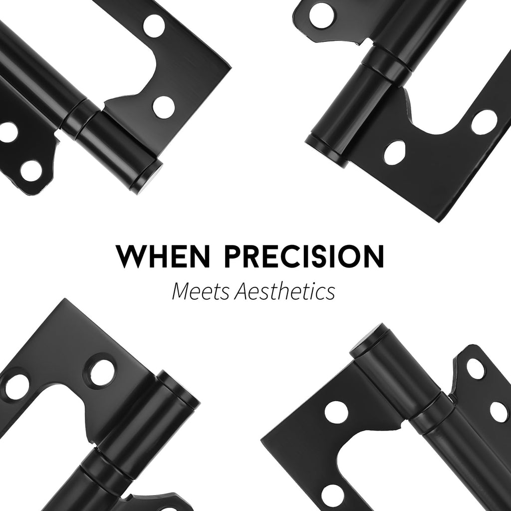 goldenwarm 6 Pack 4x3 inch Non Mortise Door Hinges Matte Black Door Hinges Door Hardware Stainless Steel Hinges, Easy Installation, 2mm Thickness