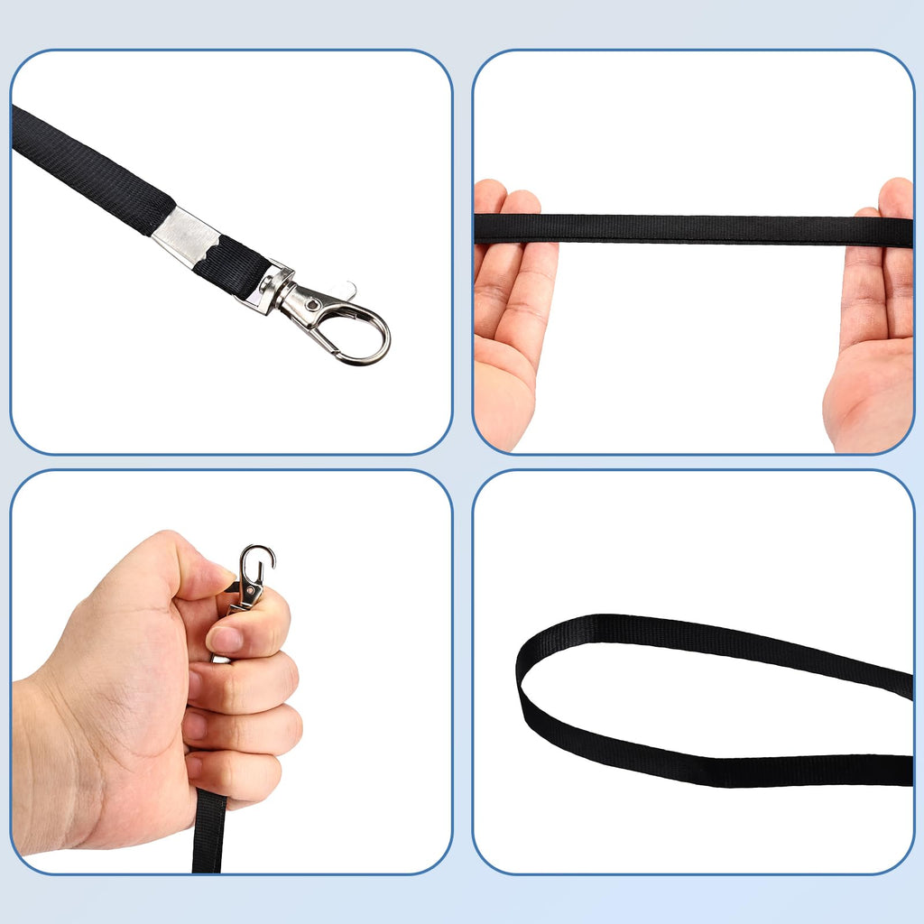 Lanyards, 100 Pack Lanyard for ID Badges, Nylon Name Tag Lanyards Bulk for Office, School, Black