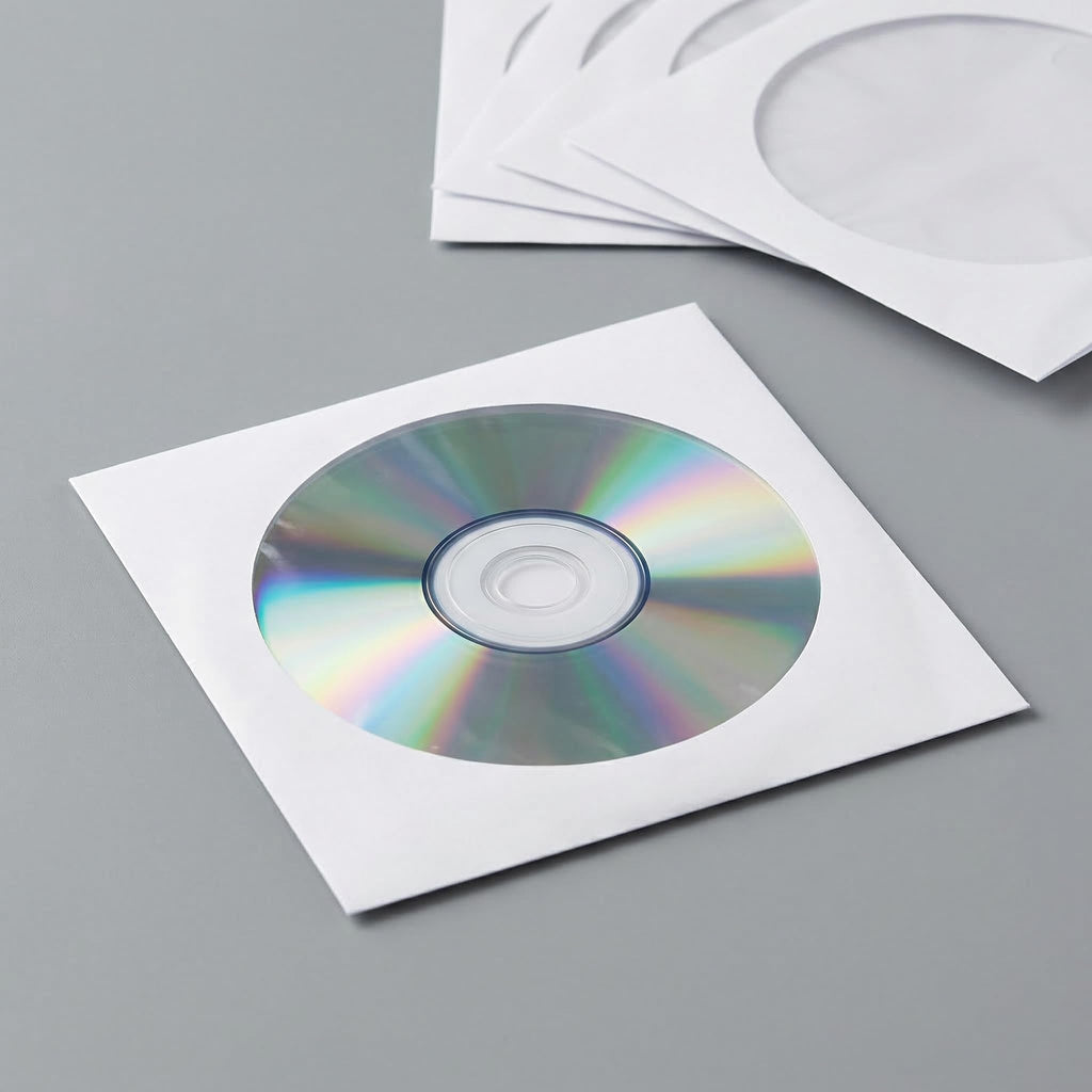 Fasmov 1000 Pack Thick White Paper CD DVD Sleeves Envelope with Clear Window and Flap, Dust Proof Protective Disc Storage for Music, Movies and Home Office