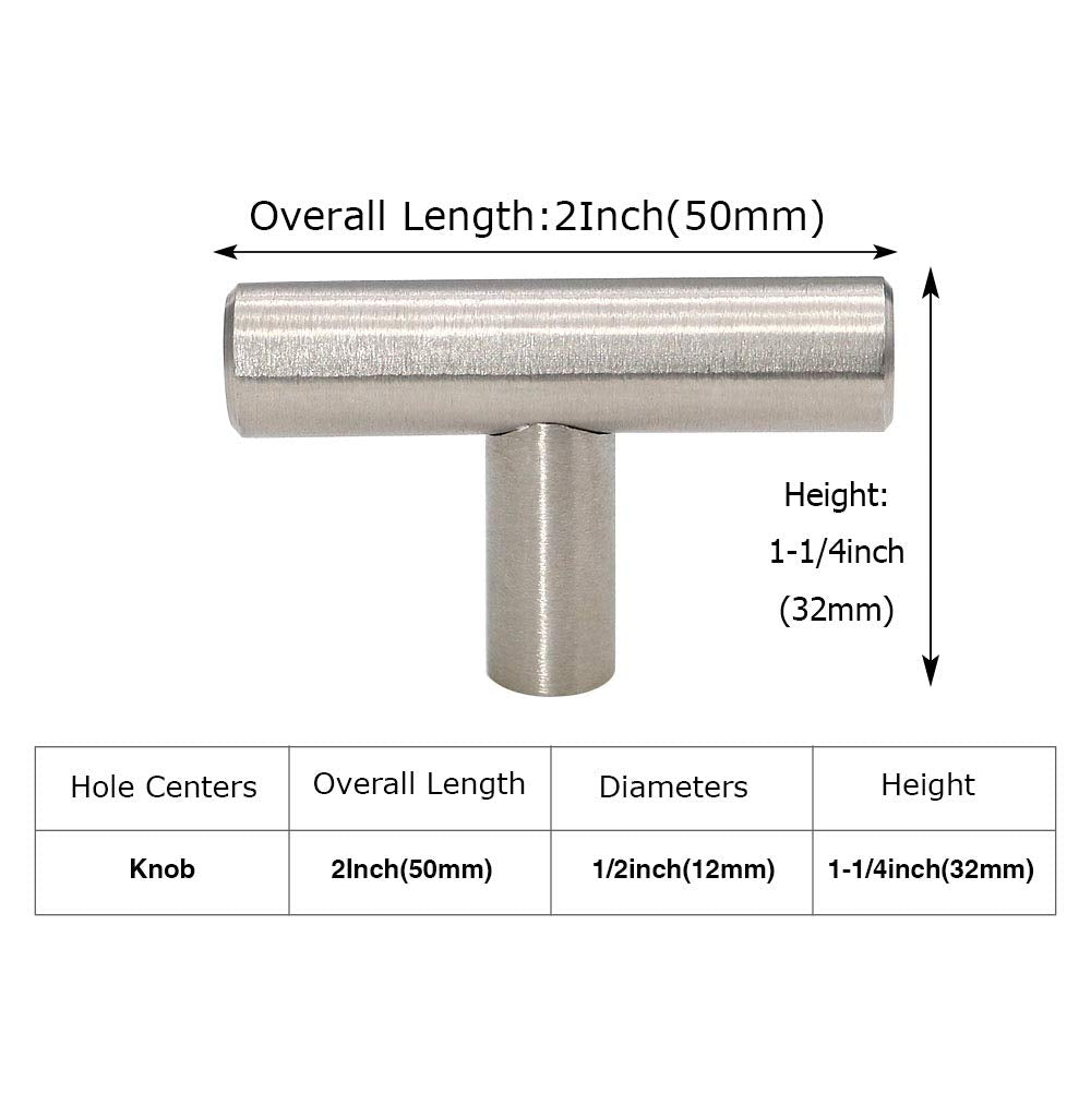 homdiy Cabinet Knobs Brushed Nickel Drawer Knobs Cabinet Door Knobs Single Hole T Knobs for Kitchen Cabinets 20 Pack