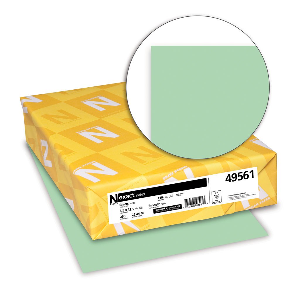 Neenah Exact Index Cardstock, 110 lb, 8.5 x 11 Inches, 250 Sheets, Green