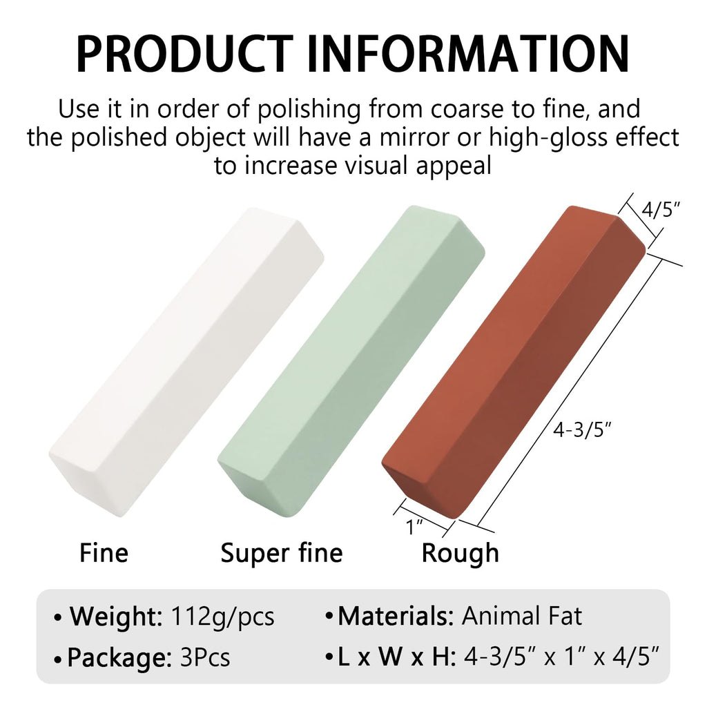 SCOTTCHEN Buffing Polishing Cutting Compounds 11.9 Oz. Kit - Green Fine/White Medium/Brown Coarse - 3 PCS