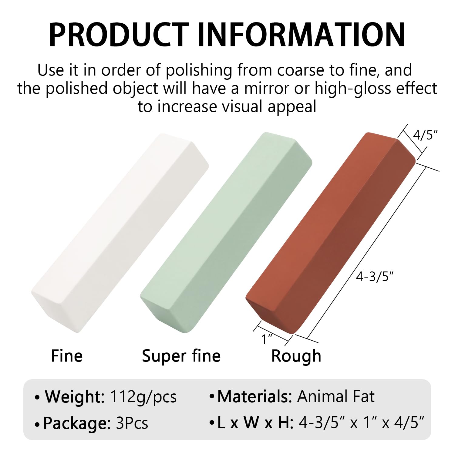 SCOTTCHEN Buffing Polishing Cutting Compounds 11.9 Oz. Kit - Green Fine/White Medium/Brown Coarse - 3 PCS