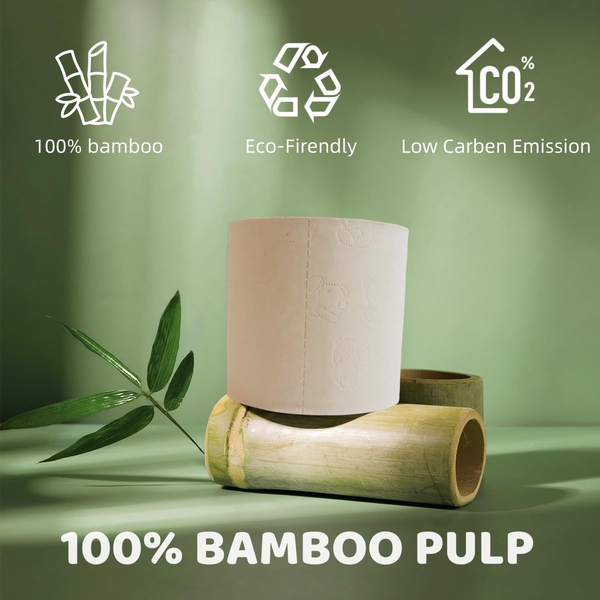 QingYa Premium Bamboo Toilet Paper 12 Mega Rolls, 3 ply, Septic Safe,Plastic-Free,Unbleached Brown,Tree-Free,Soft and Absorbent,Bathroom Tissue Rolls