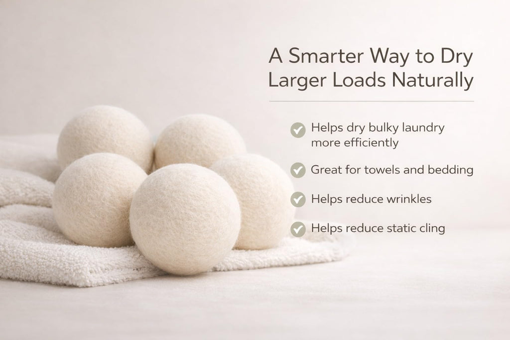 Updated Version(Made of The Latest Shearing) Wool Dryer Balls Pack of 6 XL,Premium Reusable New Zealand Natural Fabric Softener,Saves Drying Time, Handmade Dryer Balls…
