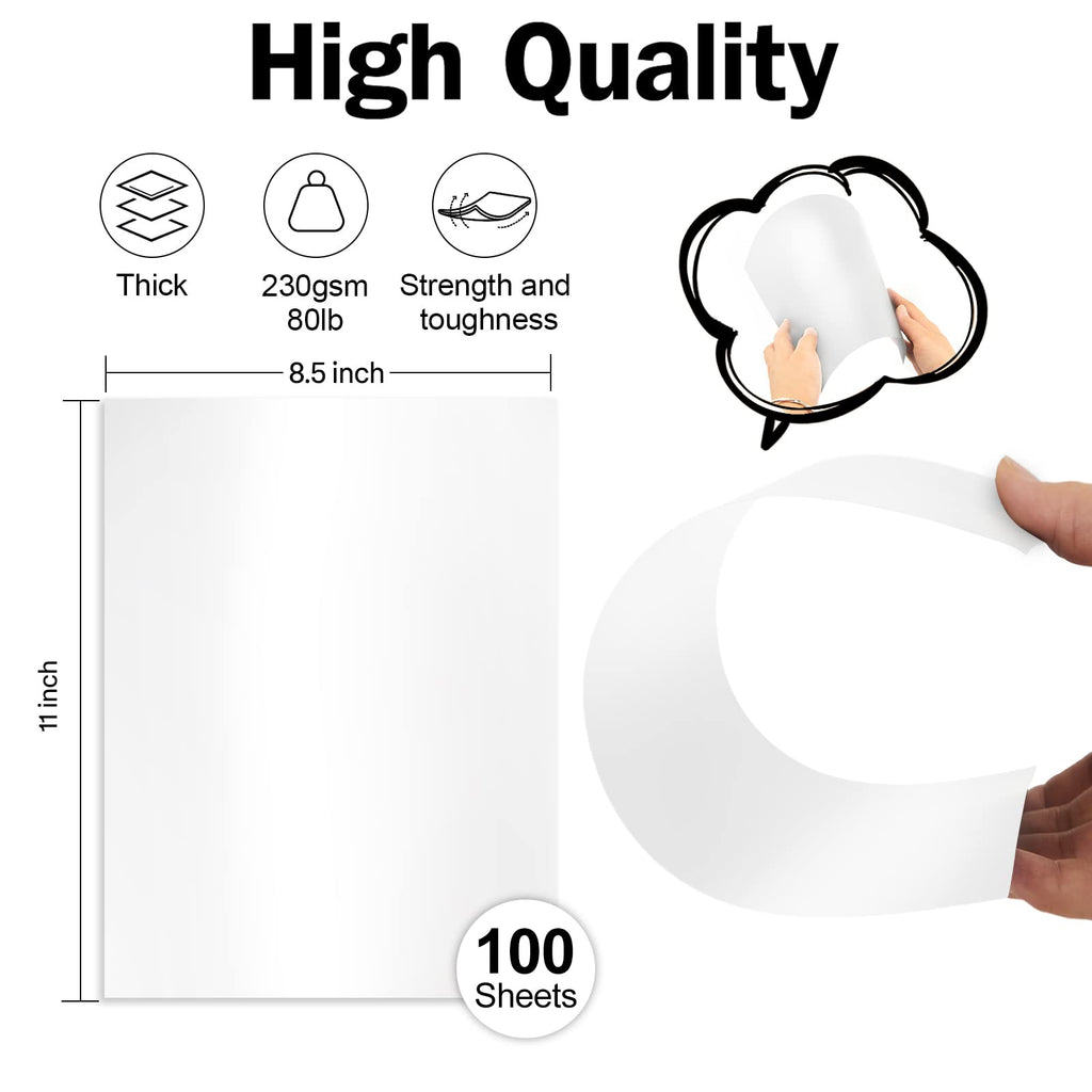 100 Sheets White Shimmer Paper Cardstock 8.5 x 11, Goefun 80lb Card Stock Printer Paper for Invitations, Menus, Crafts, DIY Cards