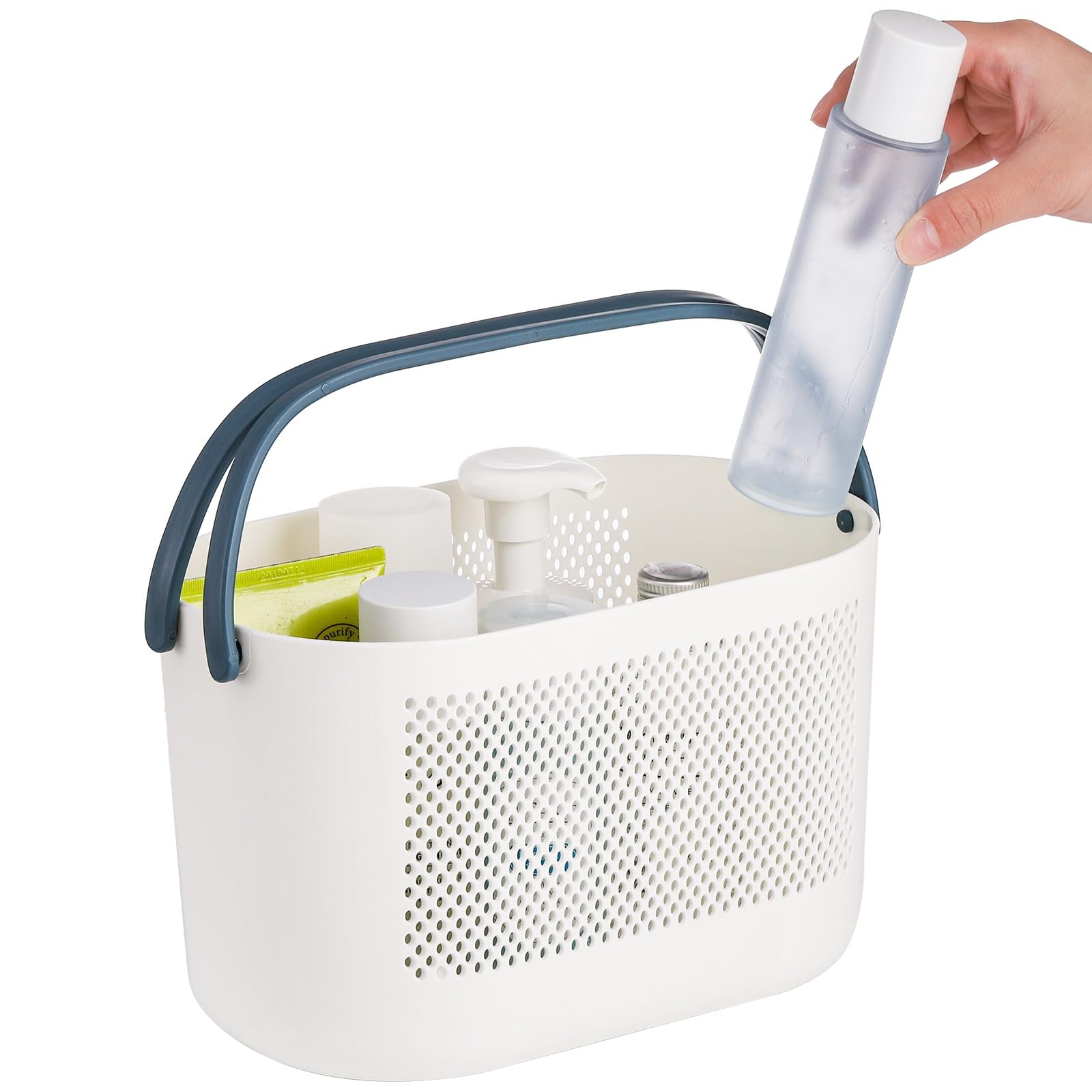 AVLA 4 Pack Portable Shower Caddy Basket, Plastic Storage Baskets with Handles, Drainage Toiletry Organizer Bin, Dorm Shower Tote Bag for Bathroom, Kitchen, Closet, Bedroom, College, Gym, Camp