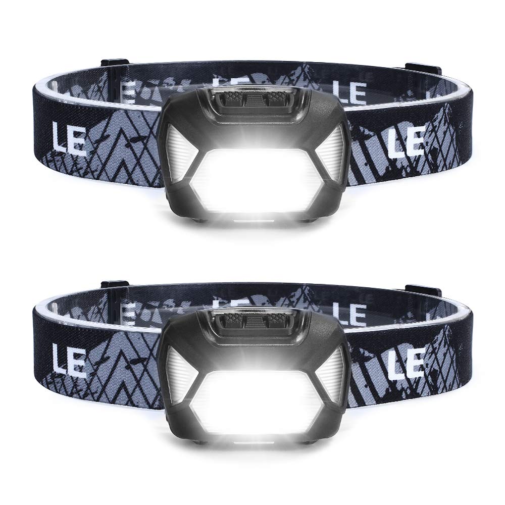 Lepro Headlamp, 2 Pack Super Bright LED Head lamp with 6 Lighting Modes, Waterproof, Battery Powered LED Lightweight Headlight for Cycling Running Camping for Kids Adults