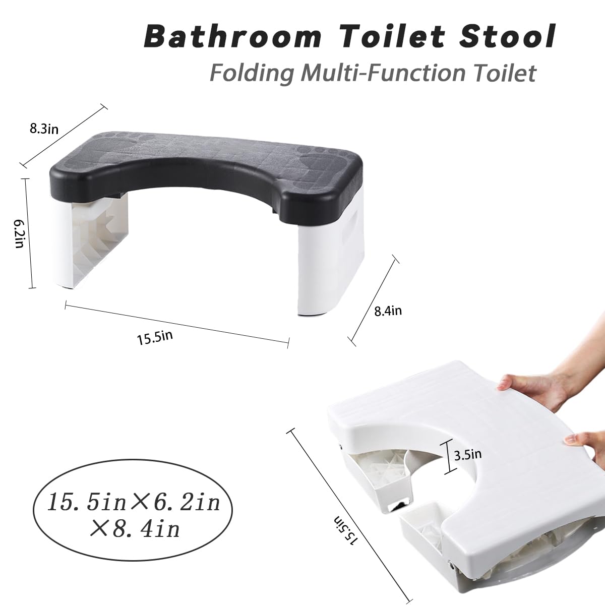 Bathroom Toilet Stool, Squatting Toilet Stool, Detachable Multi-Functional Seat Pan, Portable Step for Home Bathroom, Portable, Sturdy(White)