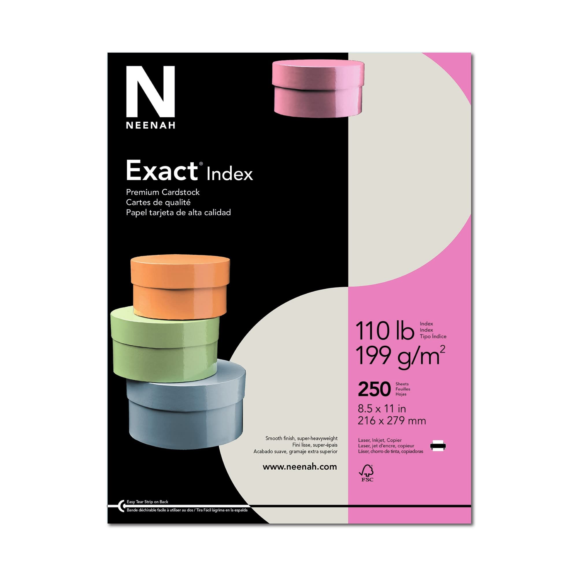 Neenah Exact Index Cardstock, 110 lb, 8.5 x 11 Inches, 250 Sheets, Gray (49591)
