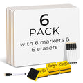 Ohuhu 6-Pack Small Dry Erase Boards, 9 x 12 Inch Mini White Boards, Double-Sided Plain Whiteboards Set – Includes 6 Lapoards,6 Markers & 6 Erasers, Ideal for Classrooms, Homeschools & Group Games