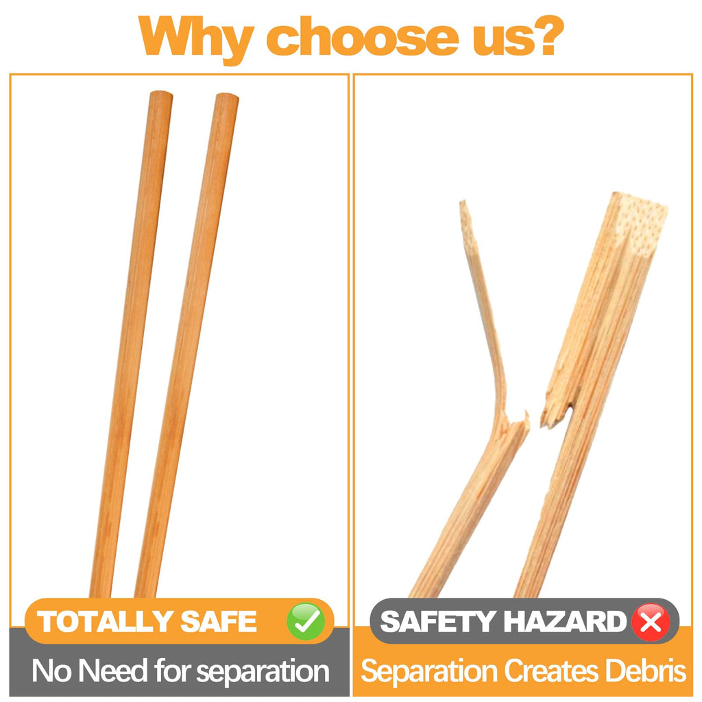 Jucoan 100 Pairs Bamboo Chopsticks Reusable, 9.5" Natural Unpainted Non-Slip Aisan Bamboo Chop Sticks, Lightweight Bulk Wooden Chopsticks for Home Resturant Party, Sushi, Noodles