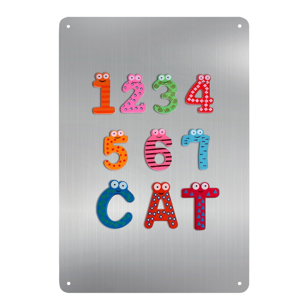 Bekith 2 Pack Stainless Steel Magnetic Board, 17.1" x 11.8" Magnet Bulletin Board to Display Magnetic Letters Numbers, Notes, Poetry, Photos, Spice Jars, Suitable for Wall, Refrigerator, Cabinet