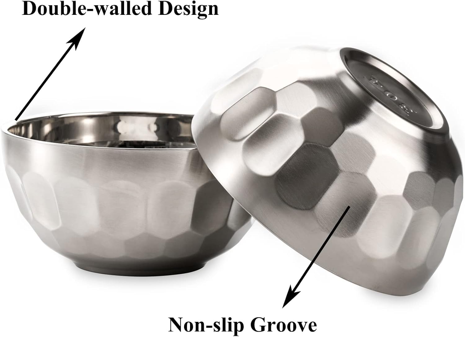 Okllen 6 Pack Stainless Steel Bowls, 15 Oz Double-Walled Metal Soup Bowls, 18/8 Stainless Steel Lightweight Salad Bowls Snacks Bowls Multipurpose Dinner Bowl for Rice, Noodle, Fruit, Cereal