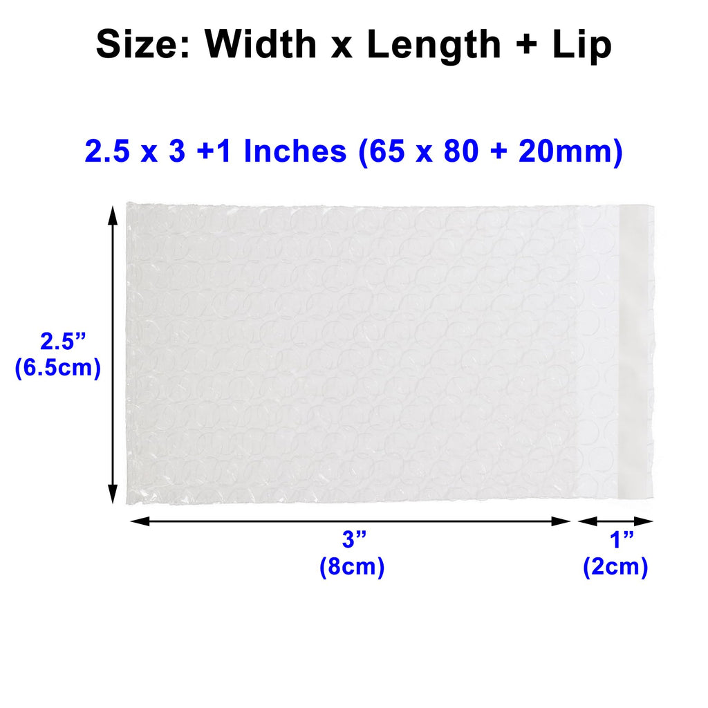 TOJYXSY Clear Bubble Bags 100 Pieces 2.5 x 3+1 Inch (6.5 x 8+2cm) Plastic Packing Shockproof Cushioning Pouch