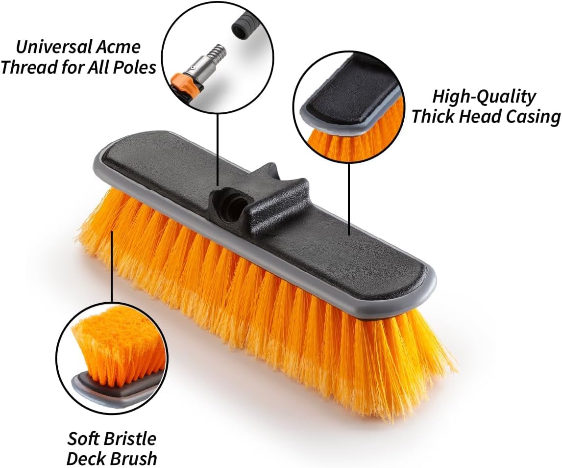 EXTEND-A-REACH Medium Bristle Deck Scrub Brush - Composite Deck & Vinyl Siding Brush // Boat, Roof & Exterior Cleaning Brush (Pole Sold Separately)