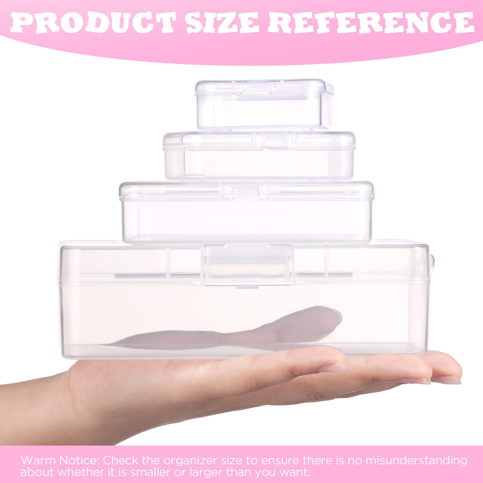 Funtopia 59 Pack Craft Storage Organizer, 3-Tier Stackable Clear Plastic Storage Box Set with 56 Pcs 4-Size Small Bead Organizers, Ideal for Crafts, Jewelry and Small Parts