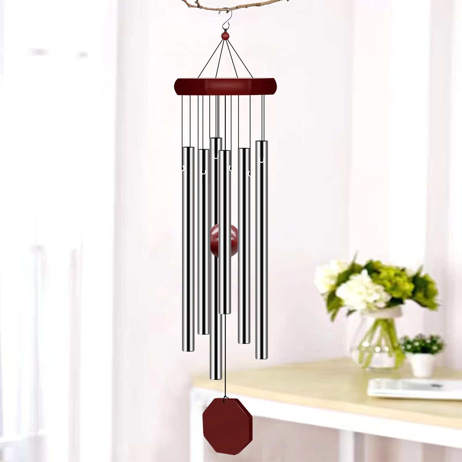 2 Pack Pgzsy Memorial Wind Chimes Outdoor Large Deep Tone, Elegant Sympathy Wind-Chime Personalized with 6 Tuned Tubes for Garden Patio Balcony and Home
