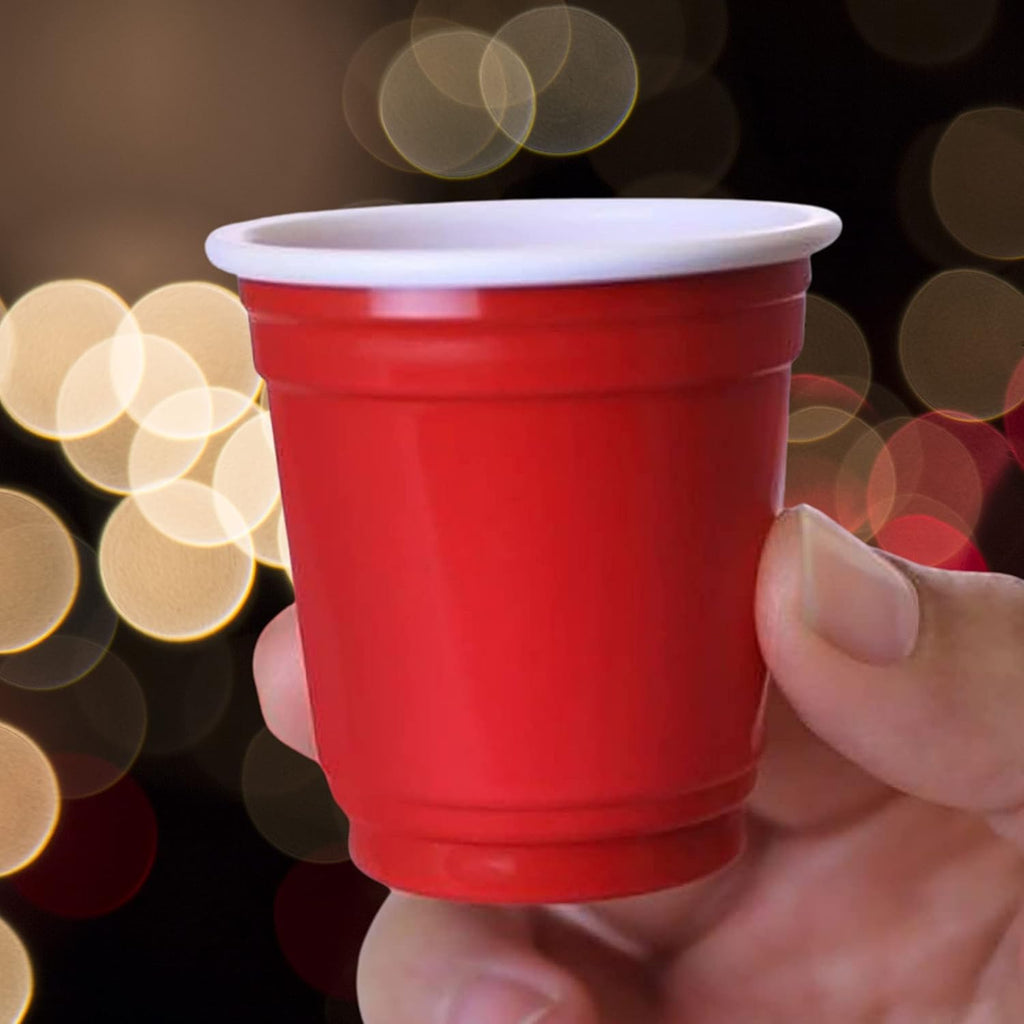 Party Bargains 60ml. Mini Red Disposable Shot Glasses - (120 Pack) Plastic Shot Cups, Jello Shots, Perfect Size for Serving Condiments, Snacks, Samples and Tastings
