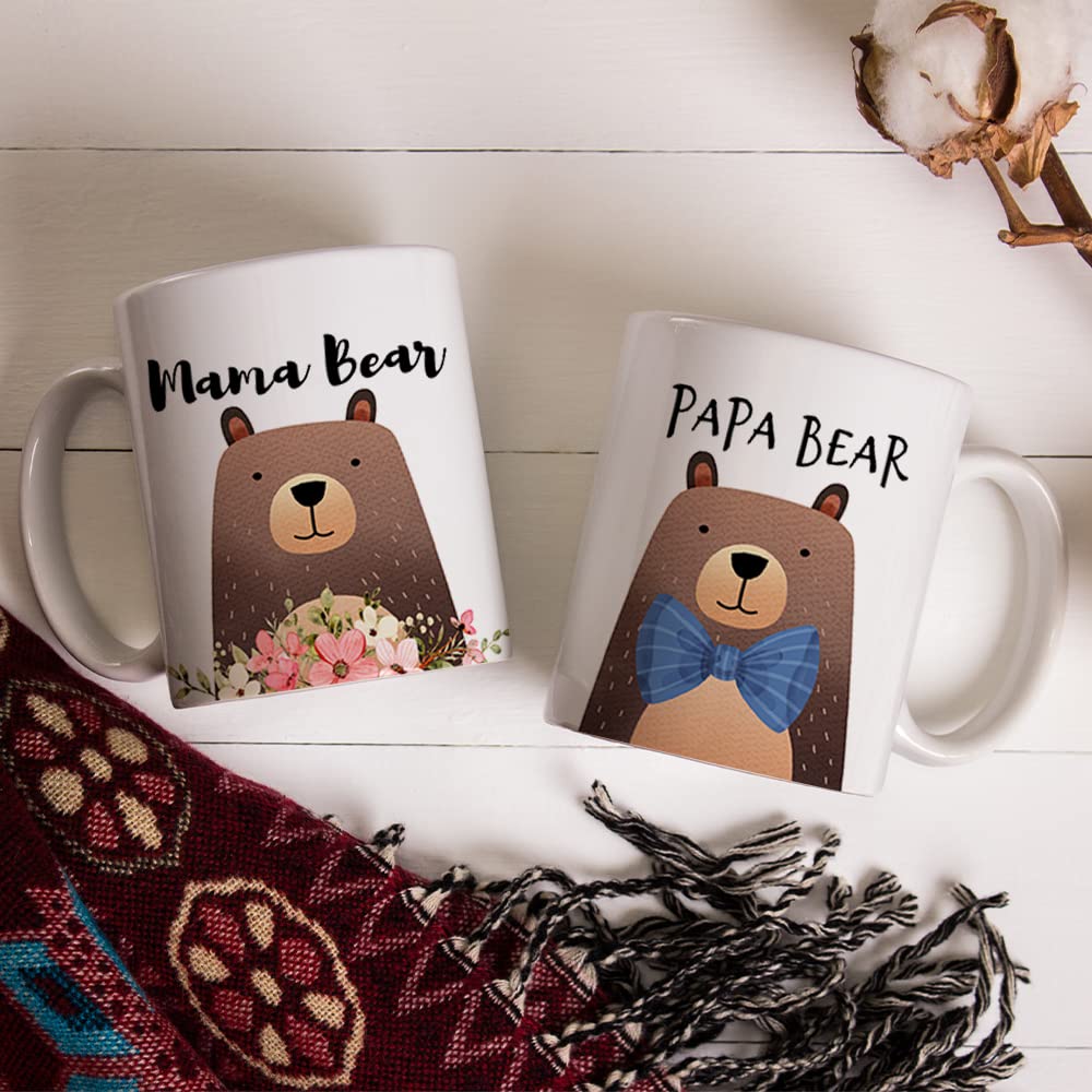 Fatbaby Mama Bear and Papa Bear Coffee Mugs,Father's Day Mother's Day gifts for Mom and Dad,Valentine's Day Christmas Gifts for Parents