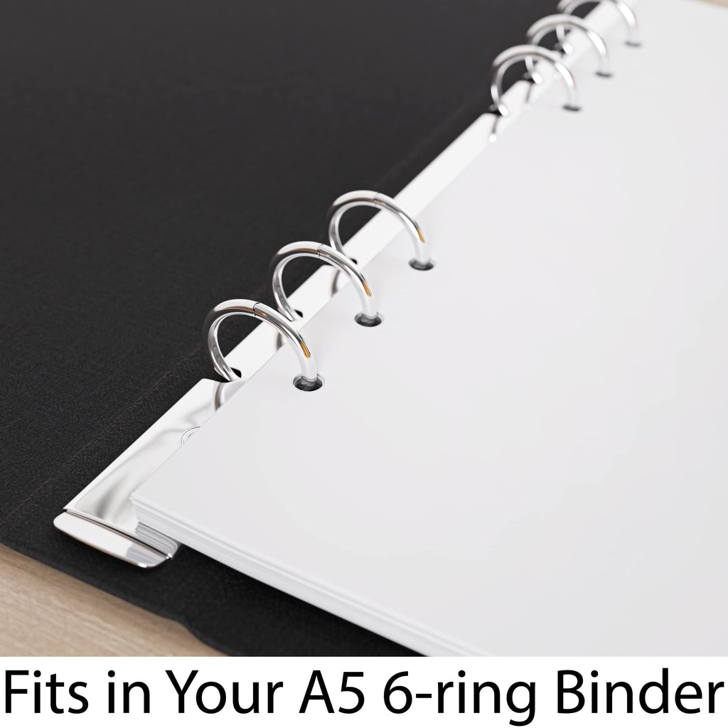 A5 Blank Paper - 250 Sheets (500 Pages) - 6 Hole Punched - 100 GSM (24 lb.) - for FiloFax, A5 Planners, Organizers, and Binders - 148mm x 210mm (5.83 inches x 8.27 inches)