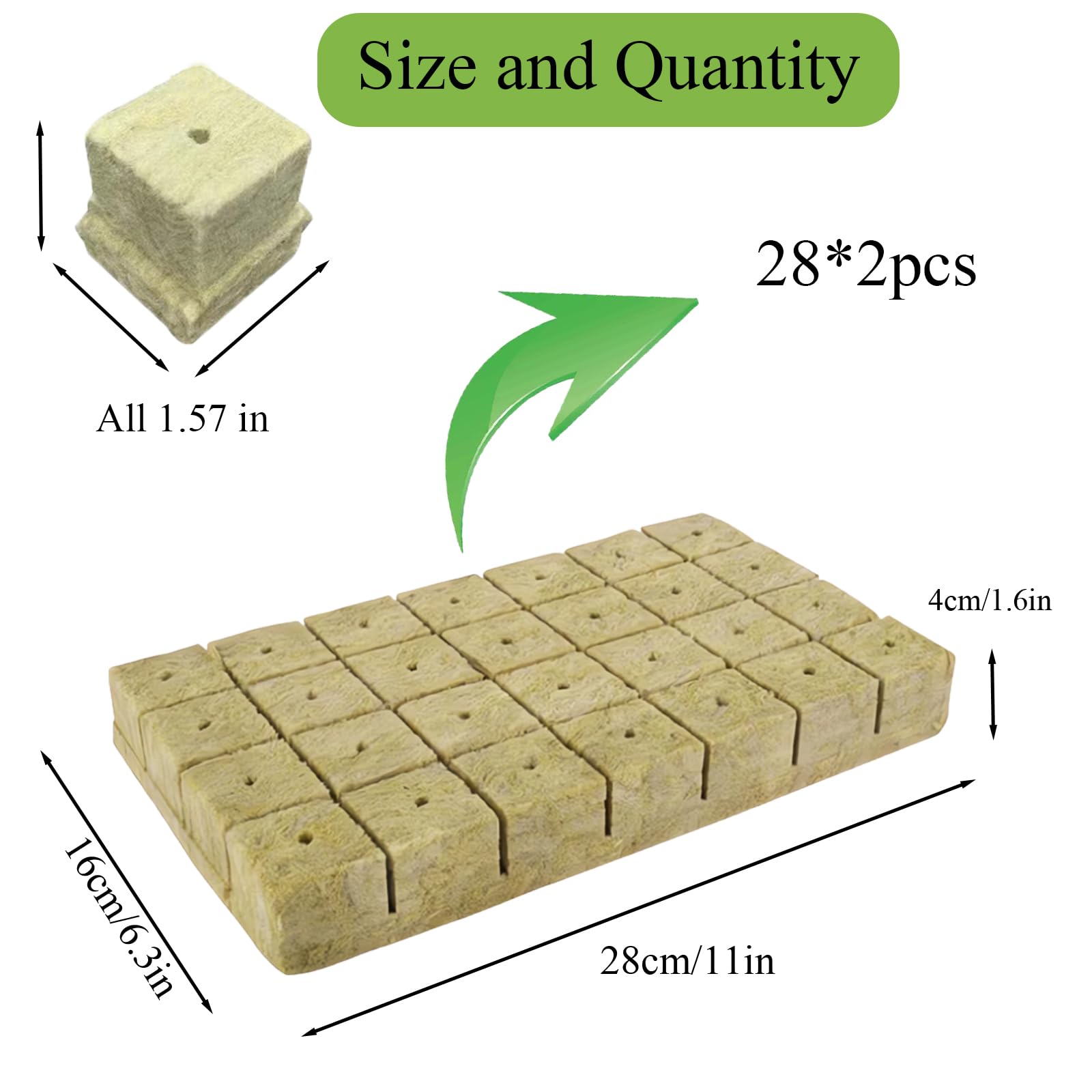 Naturezhen 56 Pcs Rockwool Grow Cubes (1.57"), Hydroponic Starter Plugs for Seedlings, Cloning & Soilless Cultivation, Premium Stonewool Growing Medium for Indoor/Outdoor Plant Systems