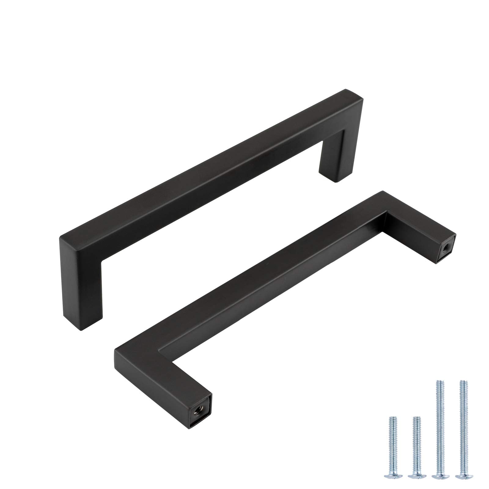 goldenwarm 10 Pack Stainless Steel Cabinet Handles Matte Black Kitchen Cupboard Drawer Pulls 128mm 5 inch Hole Centers