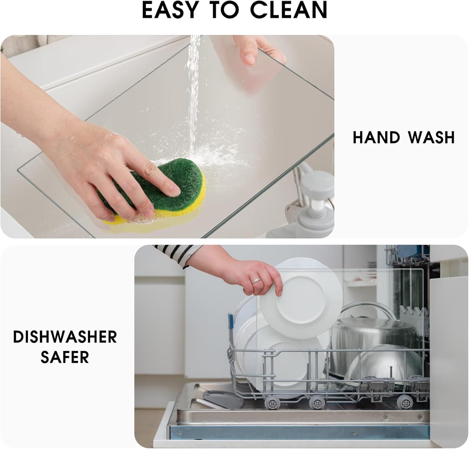 JAMBALAY Tempered Glass Cutting Board for Kitchen, 40CMx30CM Clear Glass Cutting Board with Rubber Non-Slip Feet, Heat and Scratch Resistant, Shatterproof, Dishwasher Safe,Transparent