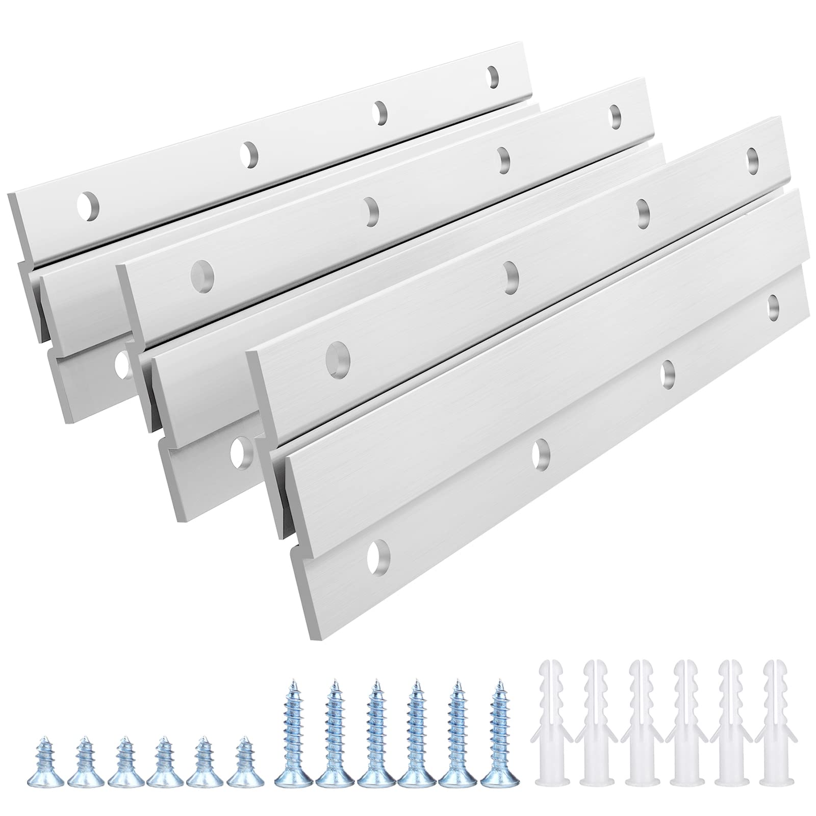 French Cleat Picture Hanger, Aluminum Z Hanger Interlocking Wall Mounting Bracket Hardware Kit Z Clips for Hanging Wall Painting, Mirrors, Panels, Artwork, Cabinet, Whiteboard (6inch-3Pairs)