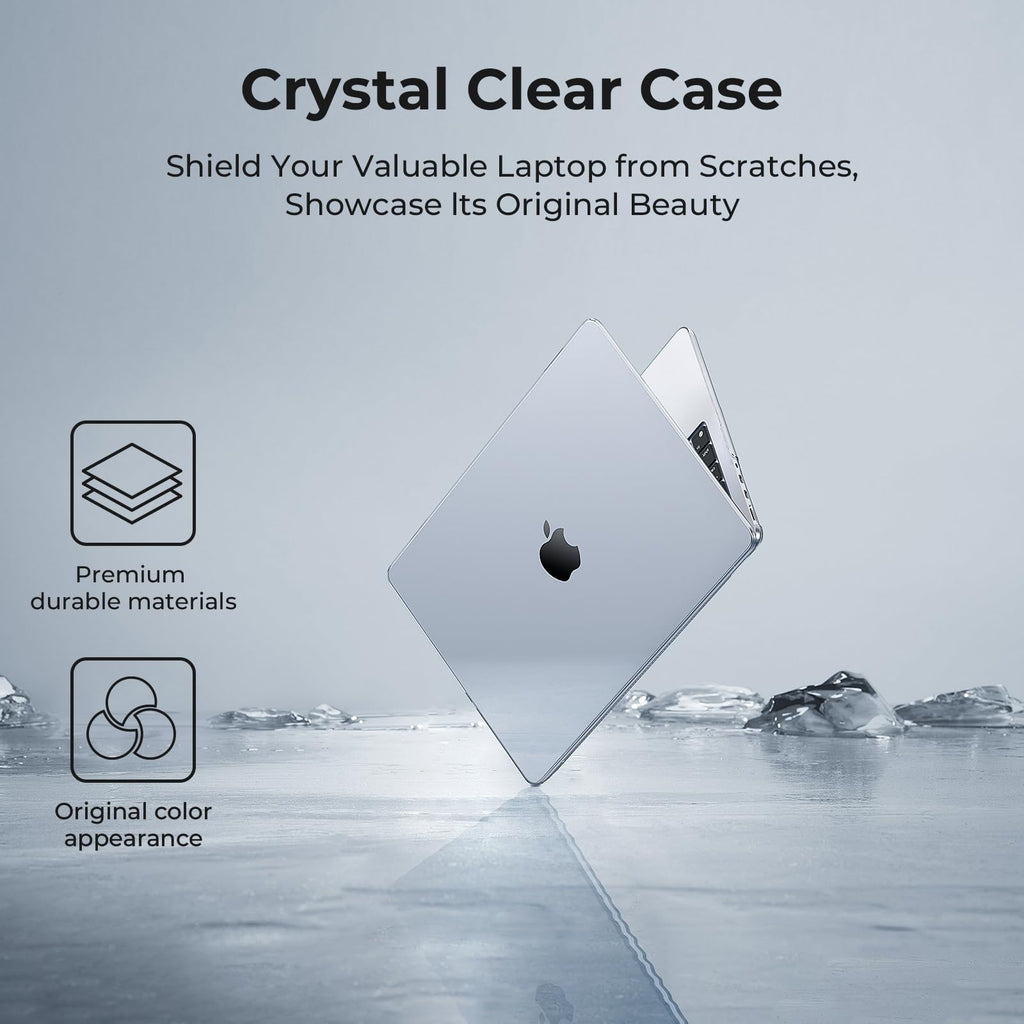 EooCoo Compatible with MacBook Pro 14 inch Case 2026 2025-2021 M5 M4 M3 M2 M1 Pro Max Chip, Hard Shell Cases with Keyboard Cover, Screen Protector - Crystal Clear