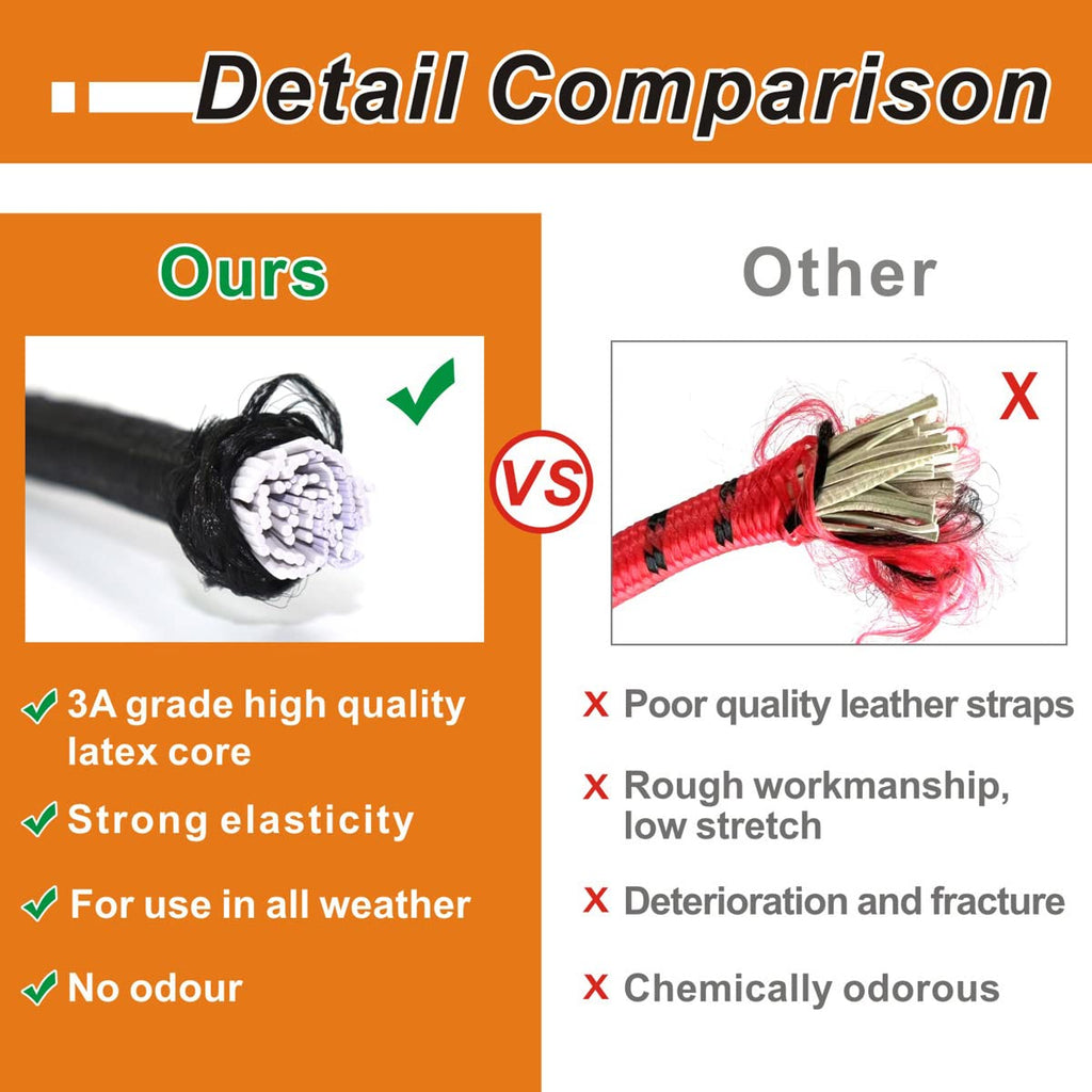 Bungee Cords with Hooks, Heavy Duty Outdoor Elastic Bungee Straps，No Odour Industrial Grade Bungee Rope for Securing Tarps, Luggage, Tents, Bikes or Garden Tidying 48inch 4Pcs (Black)