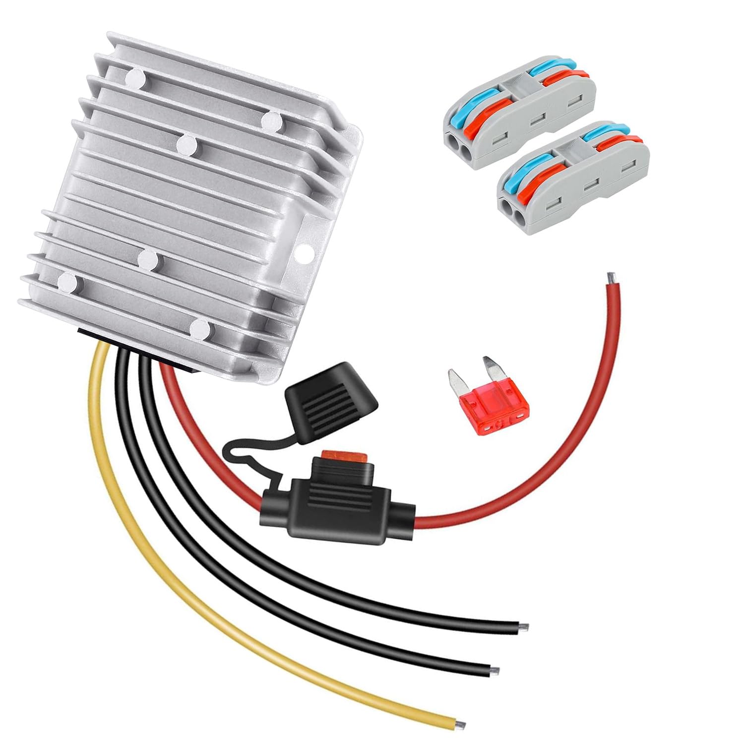 LeMotech DC 48v to 12v Converter 10A 120W Step Down Converter Voltage Reducer IP68 Waterproof Transformer for Golf Cart Truck Boat Vehicle