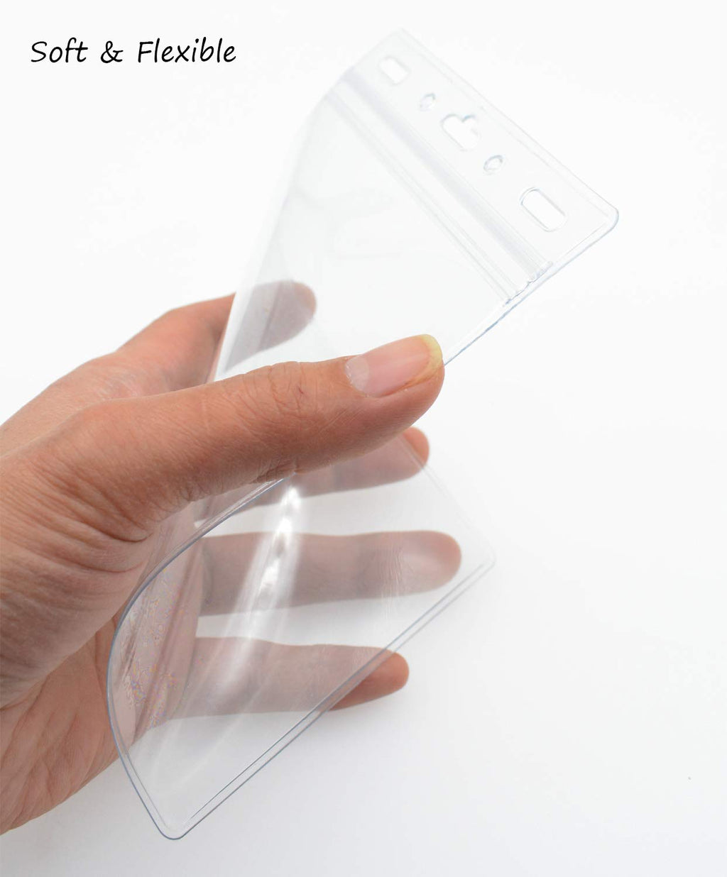 WTQ 50 Pack Waterproof Passport Holder(Extra Large, Fits 4x6 in Insert), Vertical Name Tag Holder, Vinyl Plastic VIP Access Holder, Clear Back Stage Badge Holder Bulk