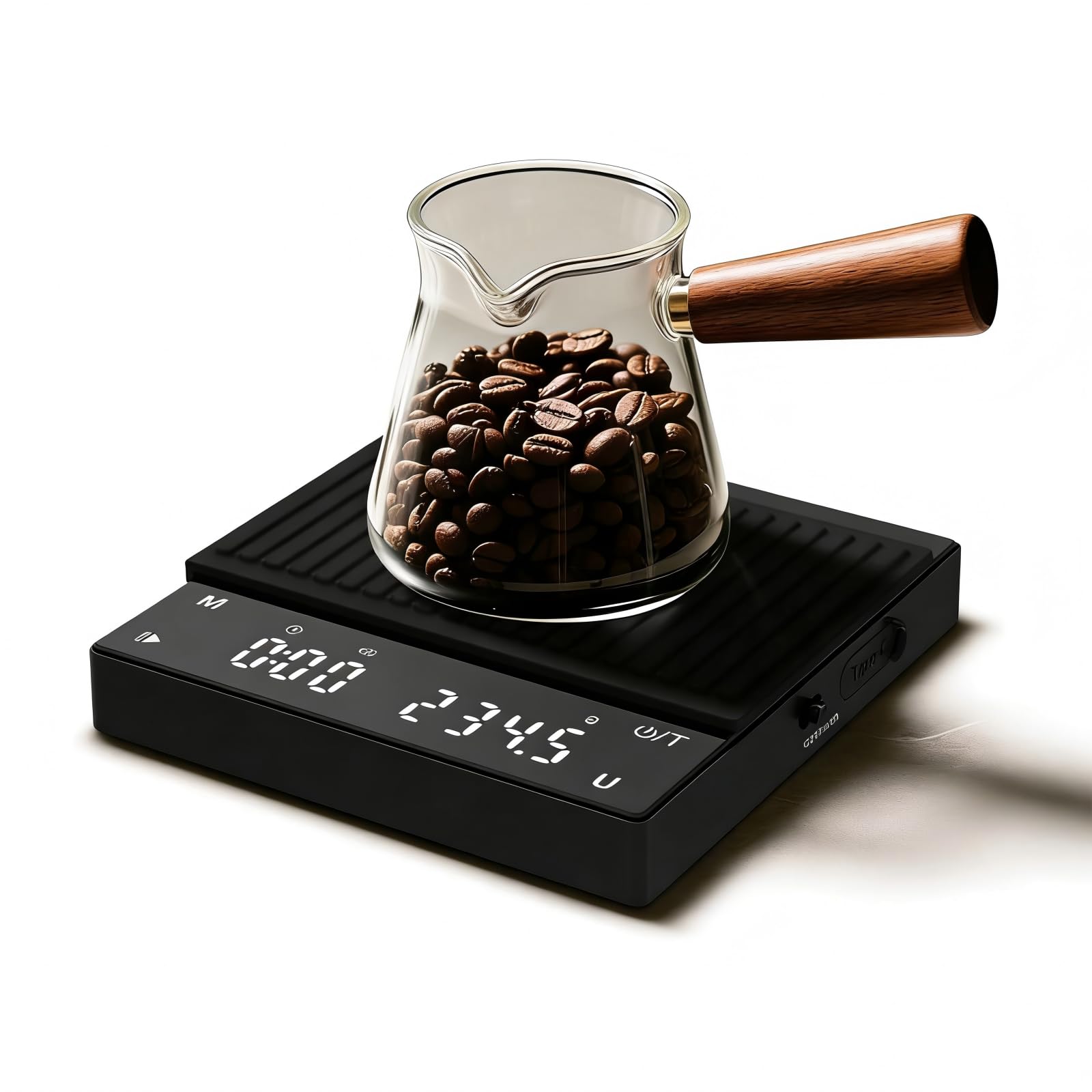 Diyife Mini Coffee Scale with Timer, [0.1g-2kg] Rechargeable Espresso Scale with 6 Units, High Temperature Resistant Glass Panel, Portable Kitchen Scale for Espresso and Pour-Over Coffee, Auto Timing