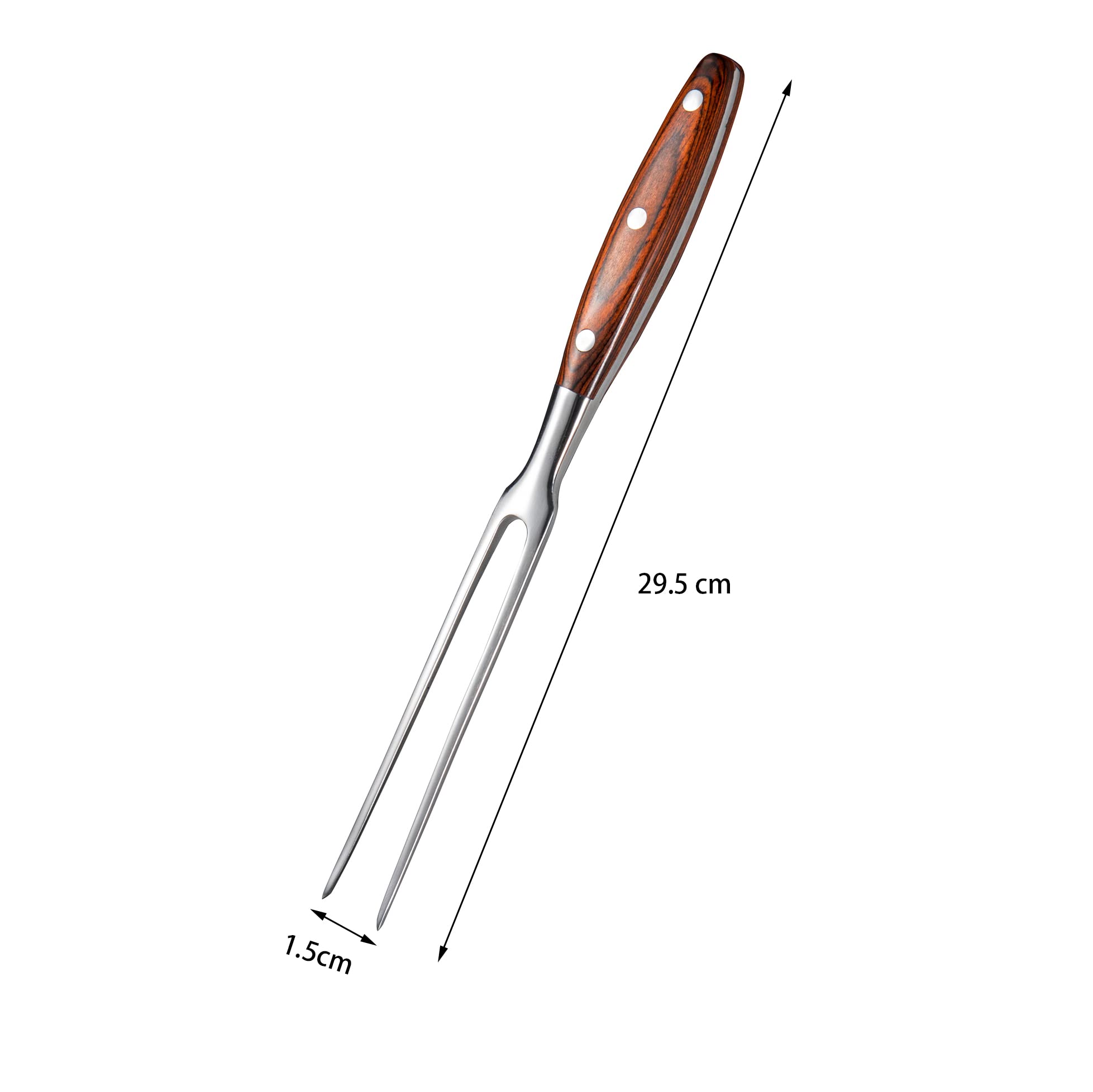 IMEEA 11.5 Inch Meat Fork Stainless Steel Carving Fork with Wooden Handle Two Prong Fork Meat Cooking Fork Barbecue Fork for Chicken Turkey Beef