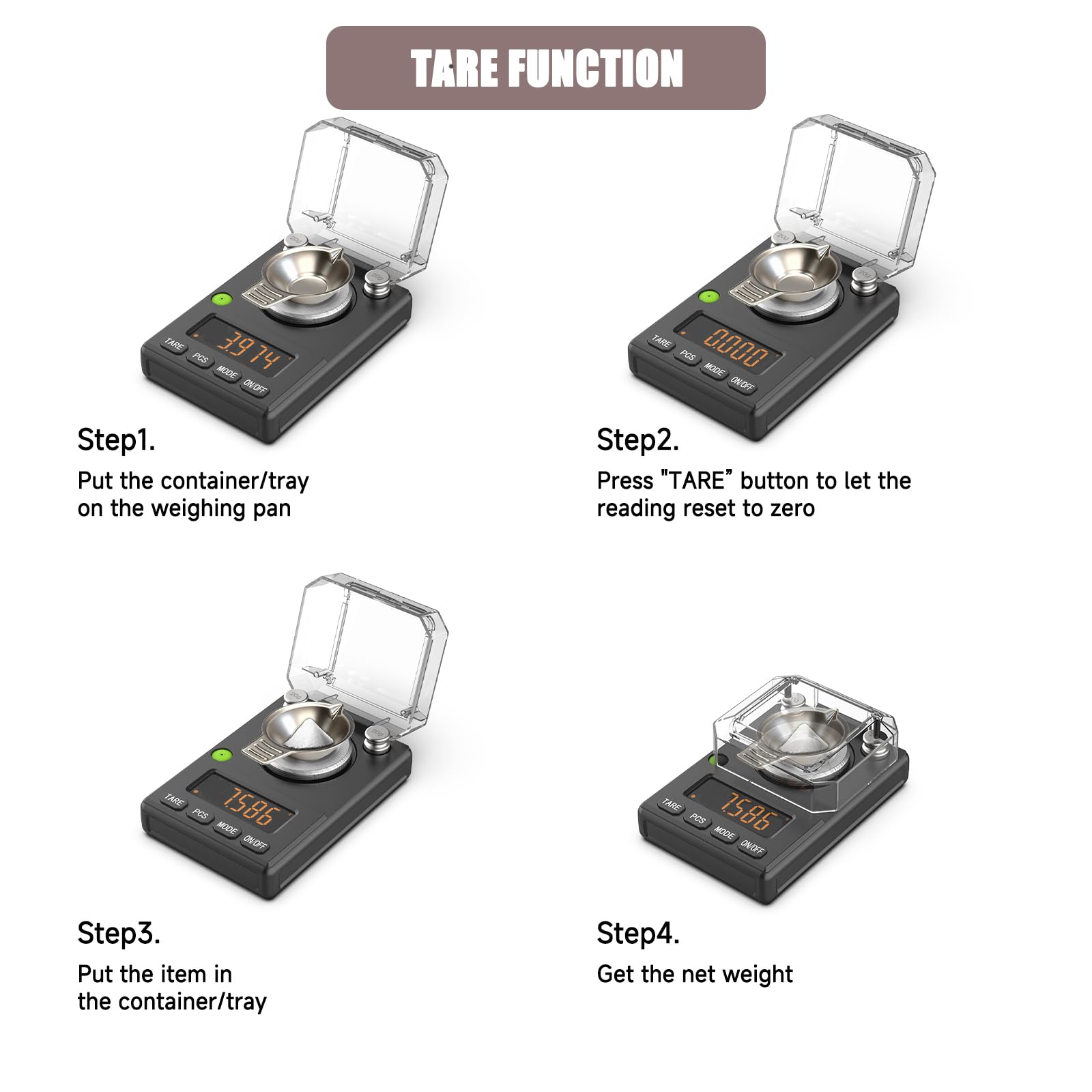MicolMeas Milligram Scale 100g x 0.001g, MG Powder Scale with Selectable Auto Off, Built-in Bubble Level, 20g Calibration Weight Included, USB/Battery