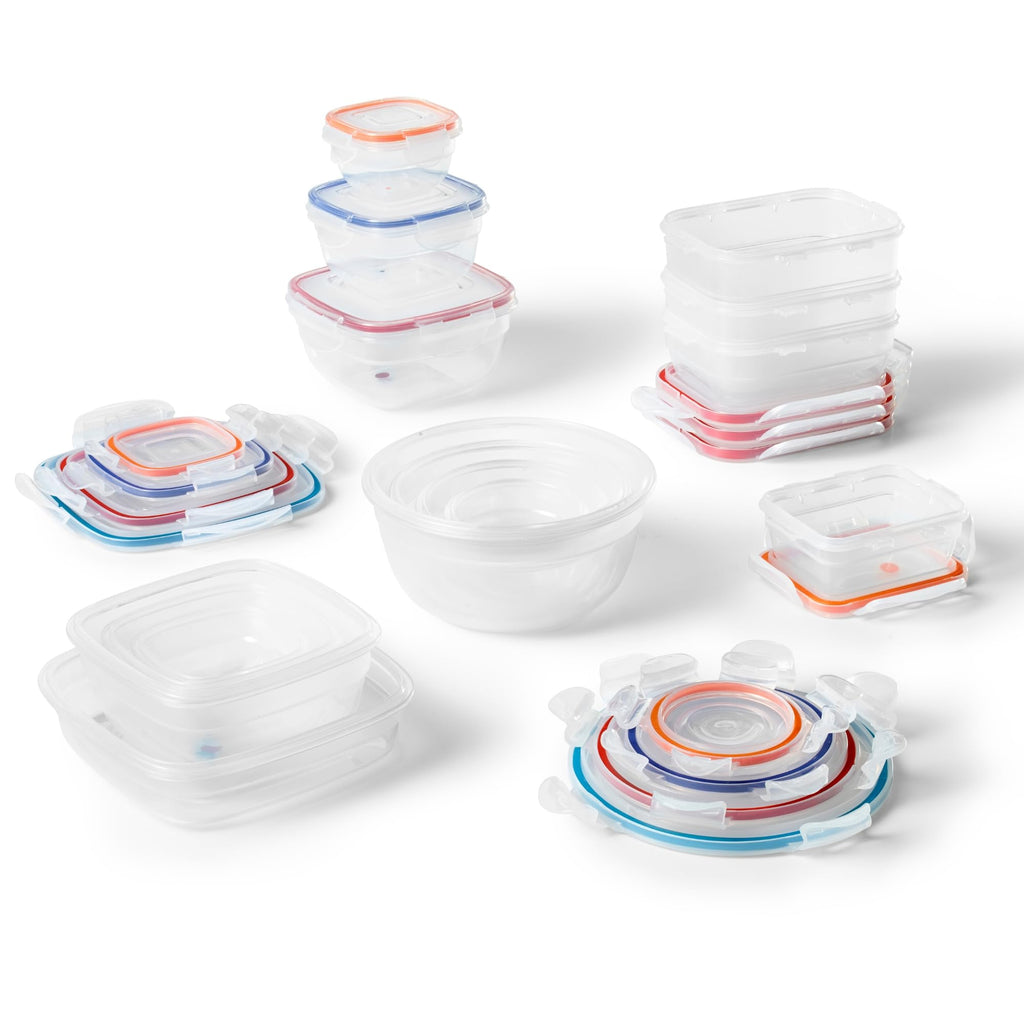 STARFRIT LocknLock 30-Piece Easy Match Plastic Container Set - Airtight, Leakproof & Nestable - 4-Sided Locking Lids