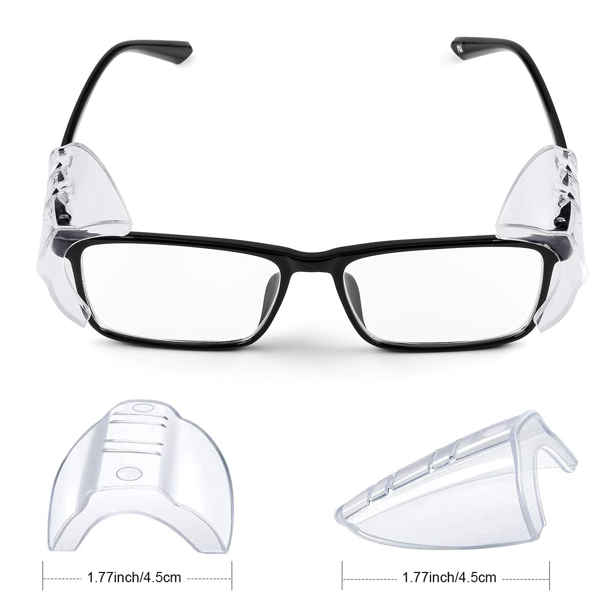 10 Pairs Safety Glasses Side Shields, Slip on Clear Side Shields for Glasses Eye Protection Lunette, Fits Small to Medium Eyeglasses clip on (10)