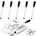24 Pieces Double Sided Reusable Dry Rubbing Cards with Markers and Round Tokens, Portable Erasable Describable Blank Cards for Adult Group Activities