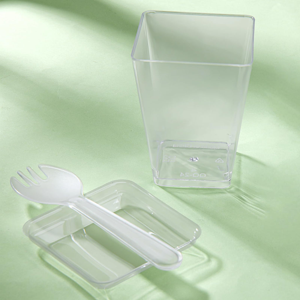 Toowood 50pcs Clear Dessert Cups with Lids and Spoons, 5.4oz Dessert Cups, Mini Cups Reusable Square Parfait Cup for Party Appertizer, Christmas