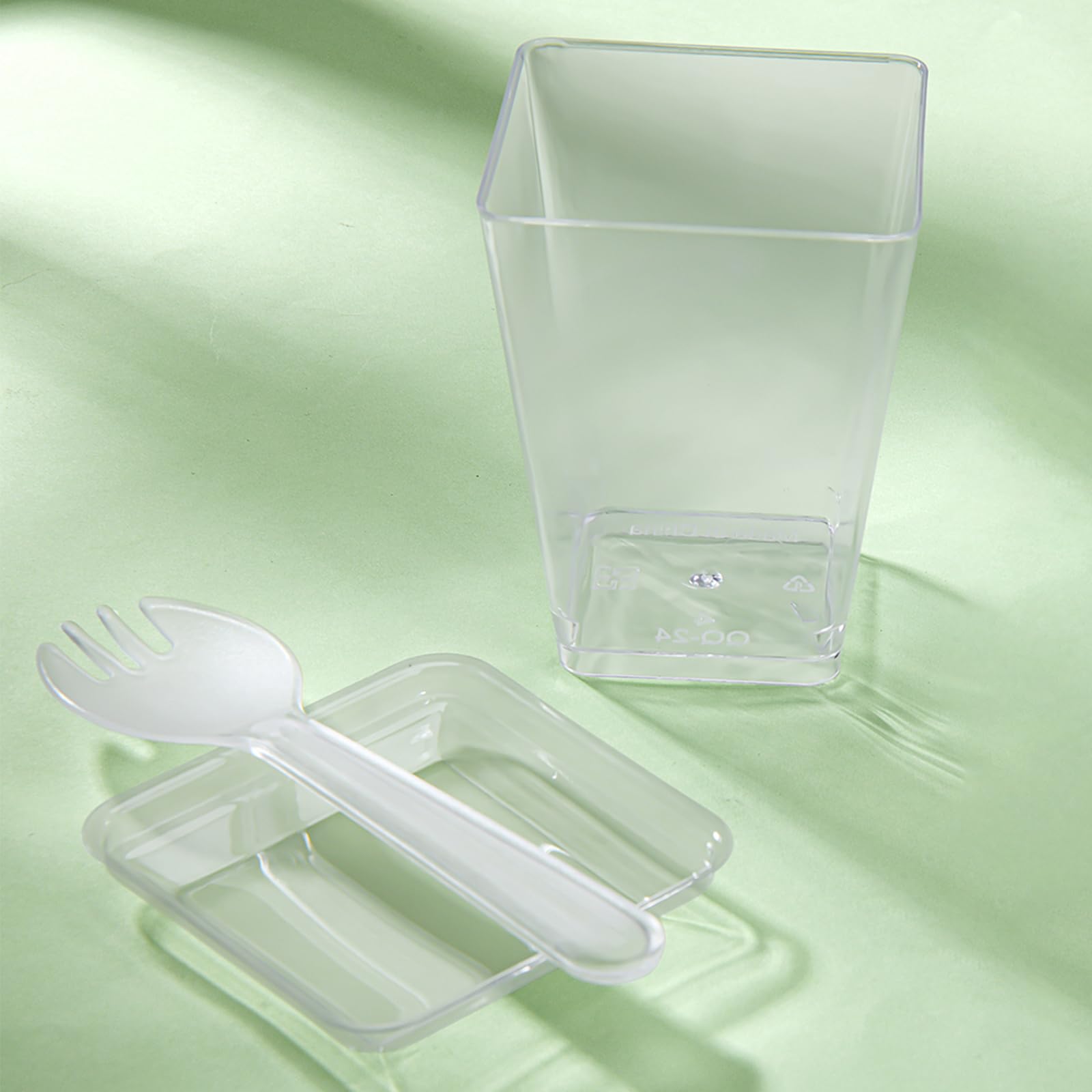 Toowood 50pcs Clear Dessert Cups with Lids and Spoons, 5.4oz Dessert Cups, Mini Cups Reusable Square Parfait Cup for Party Appertizer, Christmas