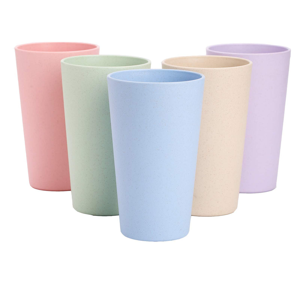 Choary Eco-friendly Unbreakable Reusable Drinking Cup for Adult(20 OZ), Wheat Straw Tumbler Set 5 Dishwasher Safe.