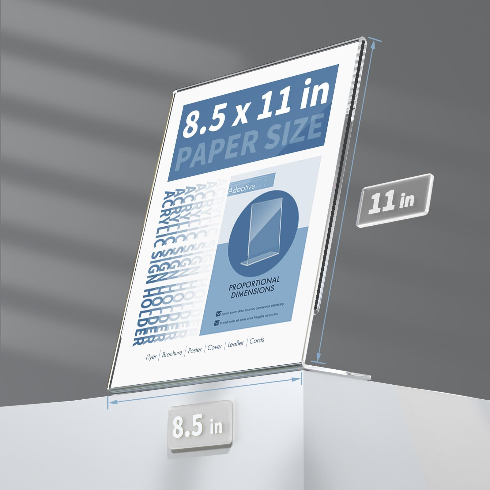 NIUBEE Premium Acrylic Sign Holder 8.5x11, Table Papers Menus Display Holders, Clear Plastic Frame -Vertical(6Pack)
