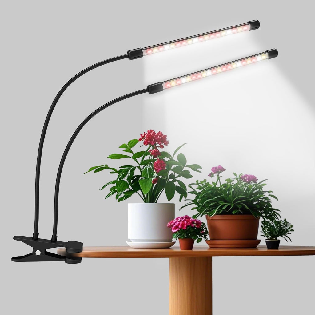 Sondiko Grow Lights for Indoor Plants Full Spectrum, 2 Heads Plant Lights Indoor with 3 Spectral Modes, 10 Level Brightness, Auto On/Off Timer, Memory Timing Function for Various Plants Growth